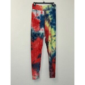AQ Sport Womens XL Tie Dye Honeycomb Textured High Waist Leggings Rear Scrunch